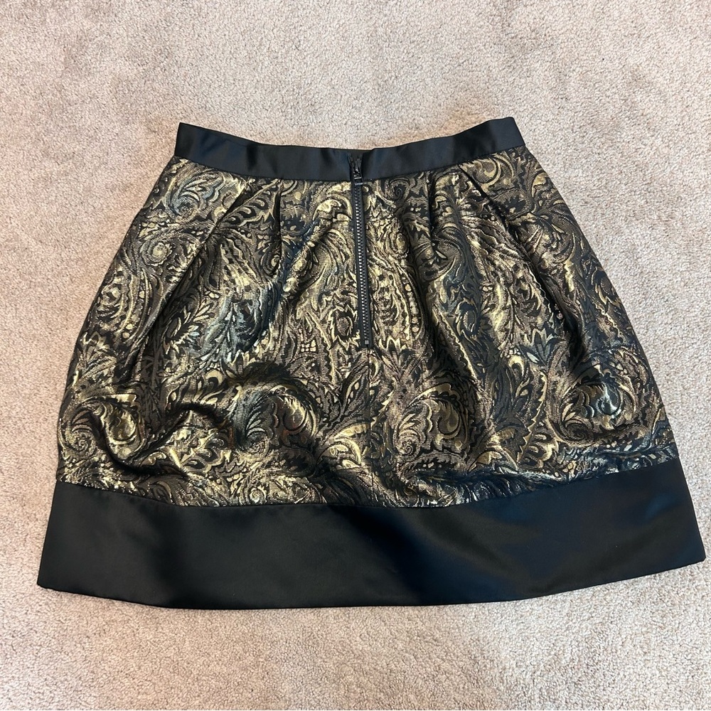 PINK Tartan gold brocade Tiffany mini skirt metallic skater circle Sz 6 NWOT - Picture 3 of 13